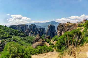 View of mountains of the Meteor in Greece