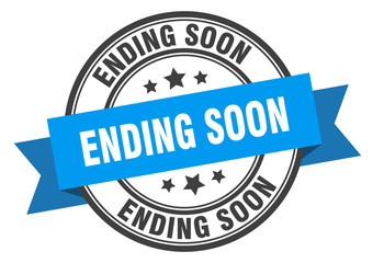 ending soon label. ending soon blue band sign. ending soon