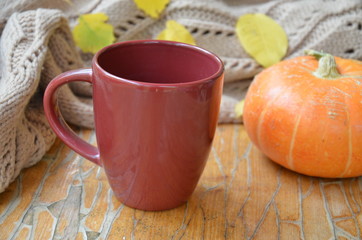 Pumpkin Spice Latte. Cup of Latte with Seasonal Autumn Spices, Cookies and Fall Decor. Traditional Coffee Drink for Autumn Holidays.
