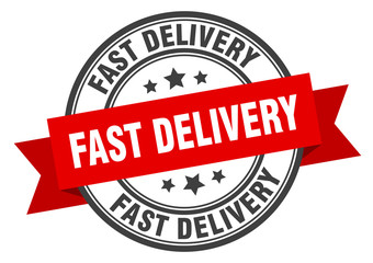 fast delivery label. fast delivery red band sign. fast delivery