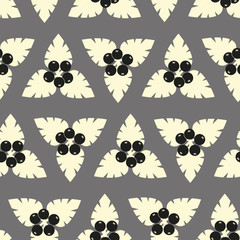 Vector seamless christmas pattern in grey and yellow. Simple christmas berries made into repeat. Great for background, wallpaper, wrapping paper, packaging, fashion.