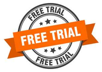 free trial label. free trial orange band sign. free trial