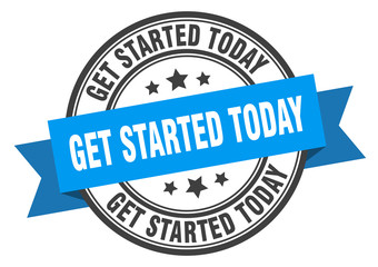 Obraz premium get started today label. get started today blue band sign. get started today
