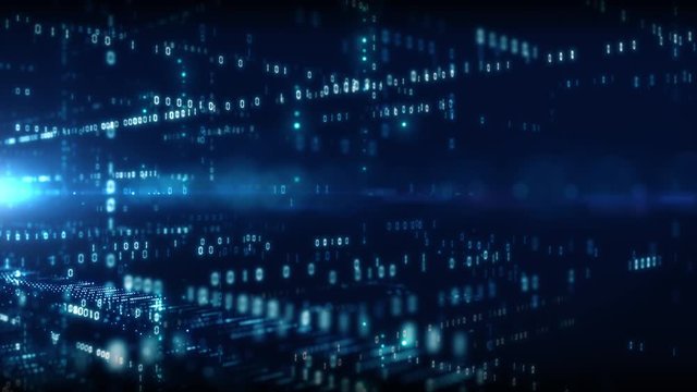 4K Digital cyberspace with particles and Digital data network connections concept.