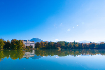 Fototapeta premium landscape with lake and forest