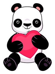 Cartoon panda with heart