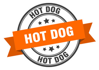 hot dog label. hot dog orange band sign. hot dog