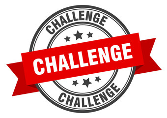 challenge label. challenge red band sign. challenge