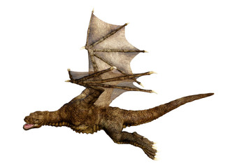 3D Rendering Fairy Tale Dragon on White