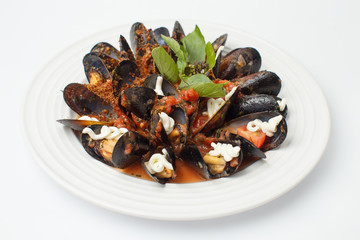 grilled mussels with a sauce in its own juice