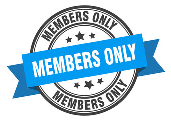 members only label. members only blue band sign. members only
