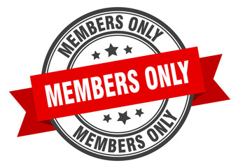 members only label. members only red band sign. members only
