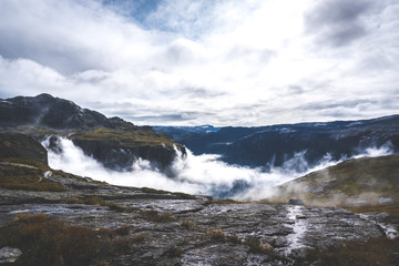 Wide landscape during cloudy, autumn day