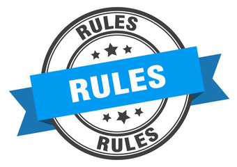 rules label. rules blue band sign. rules