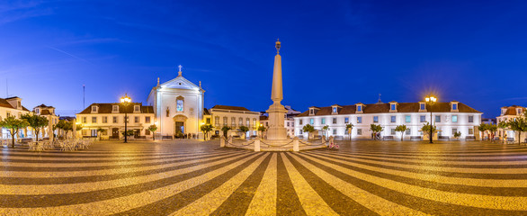 Panoramic photo of Praça Marquês de Pombal, Vila Real de Santo António, Algarve, Portugal