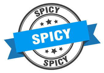 spicy label. spicy blue band sign. spicy