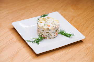 Traditional Russian salad Olivier