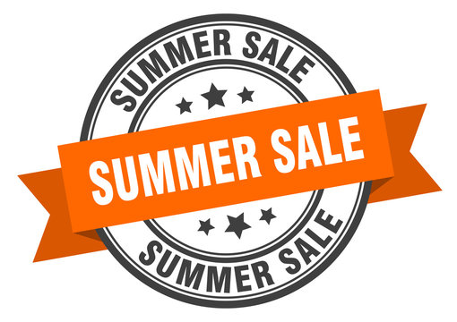 summer sale label. summer sale orange band sign. summer sale