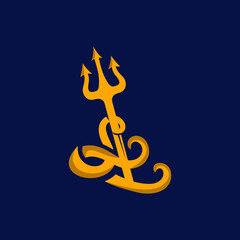 Trident Tentacle Objective Icon Logo Design Template Element Vector Illustration