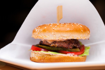 Restaurant dish - beef hamburger