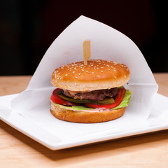 Restaurant dish - beef hamburger