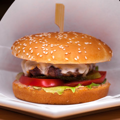 Restaurant dish - beef hamburger