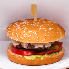 Restaurant dish - beef hamburger