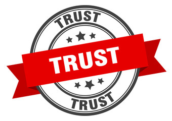 trust label. trust red band sign. trust
