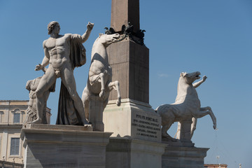 Dioscuri, Castor and Pollux statues at the Fontana dei Dioscuri, fountain set opposite the Palazzo...