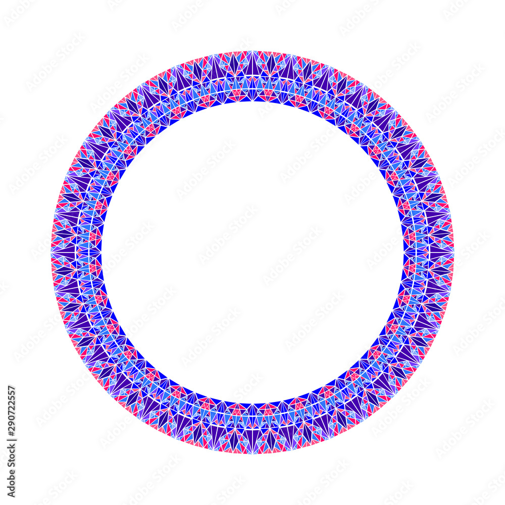 Poster geometrical abstract colorful mosaic circle border - circular round polygonal vector element tirangl