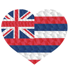Polygonal flag of Hawaii heart shaped. Low poly style vector illustration eps