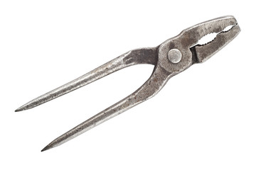 Old pliers on isolated white background