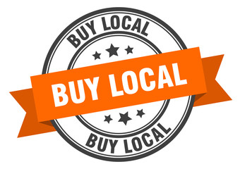 buy local label. buy local orange band sign. buy local