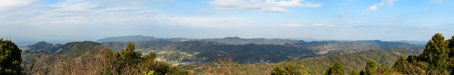 Fototapeta na wymiar 千葉県の富山山頂から眺めるパノラマ写真