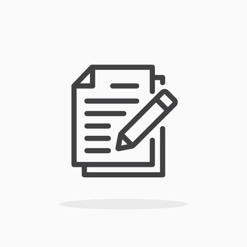 Document icon in line style. Editable stroke.