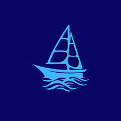 Ship Water Ocean Illustration Creative Icon Logo Design Template Element Vector Illustration