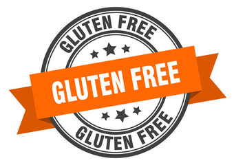 Fototapeta premium gluten free label. gluten free orange band sign. gluten free