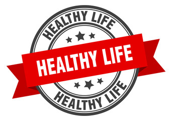 Obraz premium healthy life label. healthy life red band sign. healthy life