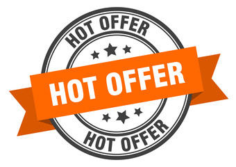 hot offer label. hot offer orange band sign. hot offer