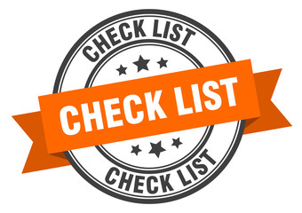 check list label. check list orange band sign. check list