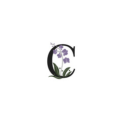 C initial unique modern creative elegant luxurious artistic with flower