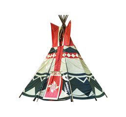 Wigwam isolated on white background. Conical dwelling of Native Americans
