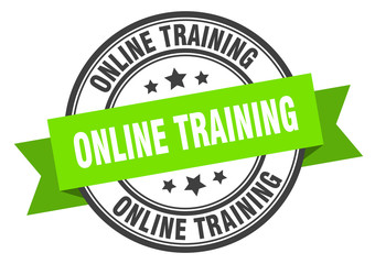 online training label. online training green band sign. online training