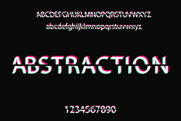 An abstract English alphabet with uppercase and lowercase letters, as well as numbers. All letters and numbers are grouped. Vector