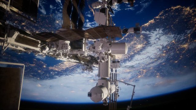 Earth and outer space station iss. Elements of this image furnished by NASA.