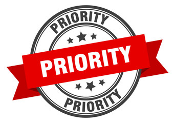 Fototapeta premium priority label. priority red band sign. priority