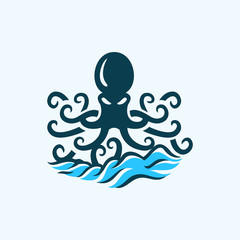 Octopus Animal Wildlife Underwater Icon Logo Design Template Element Vector Illustration