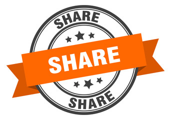 share label. share orange band sign. share