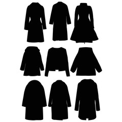 black silhouette of a female coat, set