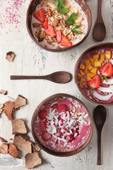 Breakfast based on yogurt and berries. Healthy and healthy food. View from above. The concept of still life.